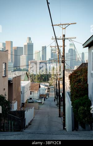 Wohngebiet und Wolkenkratzer von Los angeles Stockfoto