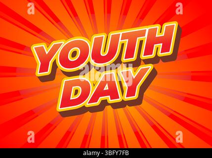 Jugendtag. Verspielter und lebendiger Text für dynamisches Poster- oder Bannerdesign Stock Vektor