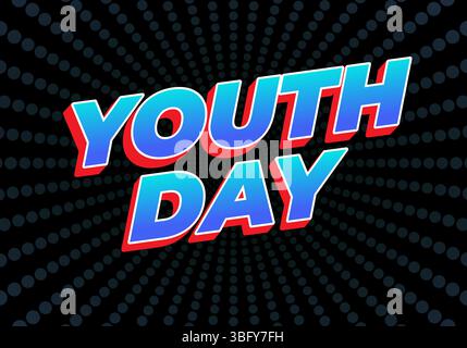 Jugendtag. Verspielter und lebendiger Text für dynamisches Poster- oder Bannerdesign Stock Vektor