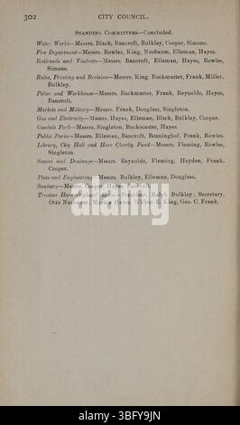 Der Jahresbericht 1895-1896 der Stadt Columbus enthält Finanzdaten und Abteilungsberichte, in denen die Einnahmen und Ausgaben der Stadt für das 1896 endende Jahr detailliert dargestellt werden. Stockfoto