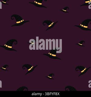 Halloween Hexenhüte nahtlose Vektormuster. Hexenhut und Pixie Dust Halloween Muster. Nahtloses Halloween-Muster. Textur für Design und Druck. Stock Vektor