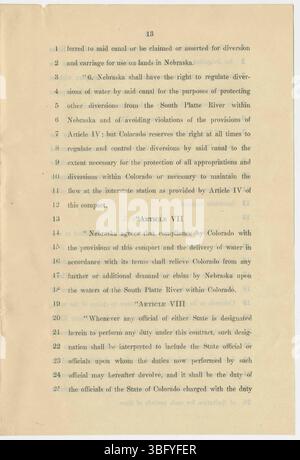 Auf Seite 13 des Legislativdokuments von 1926 wird weiterhin ein wichtiger Inhalt der Rechtsvorschriften dargestellt, der die 16 Seiten umfassende Arbeit ergänzt. Stockfoto