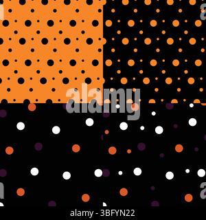 Halloween nahtlose Vektormuster mit Polka Dots, kleine Punkte. Nahtloses Muster Mit Punktmuster. Für Website-Design, Desktop-Hintergrundbilder, Kinder-Hintergrund. Stock Vektor