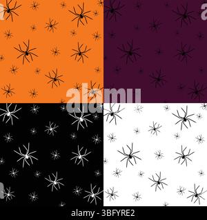 Nahtloses Halloween-Muster. Halloween Seamless Spider Muster. Spinnen Mit Nahtlosem Muster. Gruseliges und lustiges Vektormuster. 31. Oktober, Jack-O-Lantern. Stock Vektor