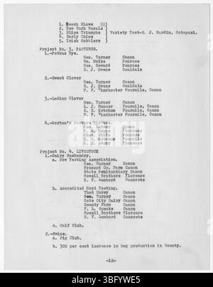 In diesem Abschnitt des Berichts von 1927 werden zusätzliche Schulungsmaterialien und Schulungen des Extension Service in Fremont County vorgestellt, wobei der Schwerpunkt auf ländlicher Landwirtschaft und Gemeindeentwicklung liegt. Stockfoto