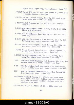 März 1940 Ausgabe des Indiana Law Enforcement Digest mit Berichten über Operationen der Indiana State Police, Aktivitäten der Abteilung, Kriminalstatistiken und Listen gesuchter Personen. Stockfoto