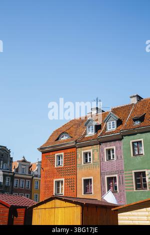 Marktplatz in der Altstadt von Stary Rynek, farbenfrohe Gebäude in Posen, Polen, Europa Stockfoto