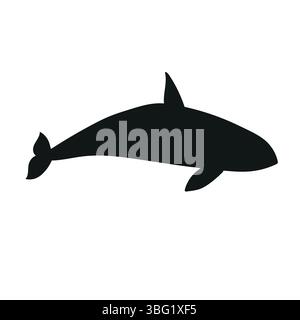 Vektor flache Hand gezeichnete Killerwal-Silhouette Stock Vektor