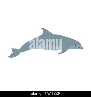 Vektorflacher handgezeichneter Delfin Stock Vektor