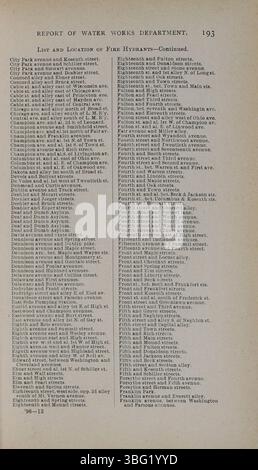 Seite 193 des Jahresberichts der Stadt Columbus 1896 enthält die Finanzdetails der ein- und Auszahlungen für das Geschäftsjahr. Stockfoto