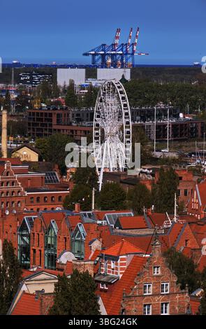 DANZIG, POLEN 1. MAI 2025: Das berühmte Riesenrad in Danzig in Polen an der Ostsee. Stockfoto