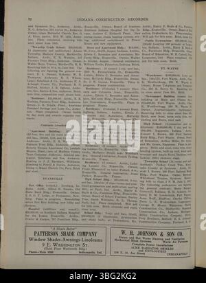 Der Indiana Construction Recorder vom 28. Mai 1927 liefert Details über Bauverbände, Baumaterialien, Werbung und vergebene Aufträge innerhalb der Bauindustrie von Indiana. Stockfoto