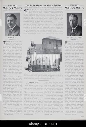 Der Jeffrey Service Volume 8, von September 1921 bis August 1922, war ein vom Unternehmen veröffentlichter Newsletter mit Artikeln über Bergbauausrüstung, Mitarbeiternachrichten, Werksbetrieb und soziale Aktivitäten. Es enthält kriegsbezogene Updates, Fotos von Arbeitern und ihren Familien sowie detaillierte historische Inhalte, die für Columbus und die Jeffrey Company relevant sind. Stockfoto