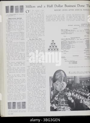 Der Jeffrey Service Volume 6 (1919-1920) enthält Artikel über Bergbauausrüstung, gesellschaftliche Veranstaltungen und Aktivitäten von Mitarbeitern. Sie dokumentiert die Rolle des Unternehmens bei lokalen Veranstaltungen und die Beteiligung seiner Mitarbeiter am Krieg. Der Band enthält Fotos von Anlagenausrüstung, Arbeitern und ihren Familien, die die Unternehmenskultur und die Kriegsaktivitäten des Unternehmens veranschaulichen. Diese Zeitschrift ist eine wertvolle Ressource für historische Untersuchungen über das Unternehmen und seine Mitarbeiter. Stockfoto