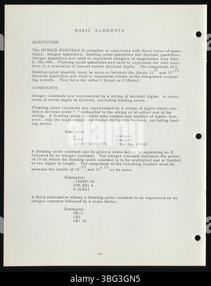 Eine technische Anleitung aus dem Jahr 1964 für das Beckman/SDS Hybrid Fortran II System, ein hybrider Analog-Digital-Computer mit Fortran für wissenschaftliche Anwendungen. Stockfoto