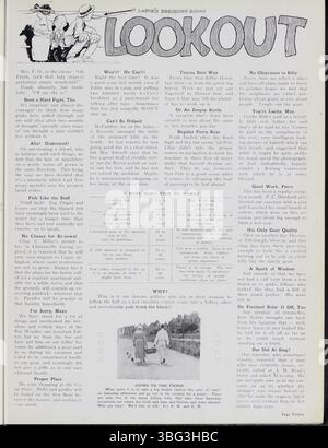 Das Jeffrey Service Volume 6, das von September 1919 bis August 1920 veröffentlicht wurde, enthält Artikel über die Bergbauausrüstung und die Belegschaft der Jeffrey Company. Die Zeitschrift beleuchtet gesellschaftliche Veranstaltungen wie Picknicks, Partys und Tänze. Im Verlauf des Ersten Weltkrieges wurden Geschichten von Mitarbeitern berichtet, die sich für die Kriegsanstrengungen einsetzten und über sie berichten. Der Newsletter enthält Fotos von Mitarbeitern und ihren Familien, was ihn für genealogische Forschung und historische Einblicke wertvoll macht. Stockfoto