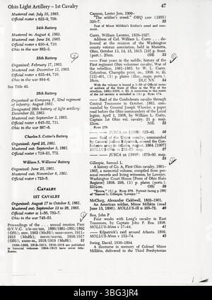 Diese Liste von 2000 aus der State Library of Ohio identifiziert die Geschichte des Bürgerkriegs auf Mikrofilm, einschließlich der Übertragung einiger Walzen an die Columbus Metropolitan Library im Jahr 2008. Stockfoto