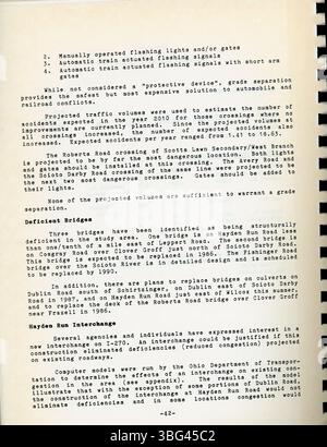 In diesem Abschnitt des Hilliard Masterplans 1987 im Jahr 2000 werden Richtlinien für die Zonierung, Landnutzung und Gemeindeentwicklung im Northwest Franklin County beschrieben. Sie beschreibt Grenzen wie Scioto River, Roberts Road und Tuttle Road und bietet einen Rahmen für zukünftiges Wachstum. In dem Plan werden Prioritäten für die Verwaltung der städtischen und ländlichen Entwicklung unter Wahrung der ökologischen Nachhaltigkeit und unter Berücksichtigung der Bedürfnisse der Gemeinschaft festgelegt. Stockfoto