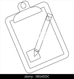 Durchgehende einzeilige Zwischenablage mit minimalistischer Vektorillustration der Checkliste Stock Vektor