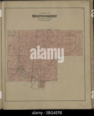 Seite 20 des atlas of Jennings County, Indiana, 1884 zeigt eine detaillierte Landkarte, einschließlich Townships und Aufzeichnungen über den Landbesitz für das Gebiet. Dieses historische Dokument bietet einen Einblick in das Layout und die Eigentumsverhältnisse während dieser Zeit. Stockfoto
