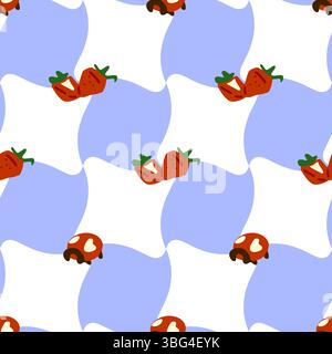 Nahtloses Erdbeerpilzmuster Stock Vektor