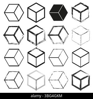 Isometrisches Würfelmuster. Geometrische Blockformen. Optische Täuschungsstruktur. Vektorstrukturraster. Stock Vektor
