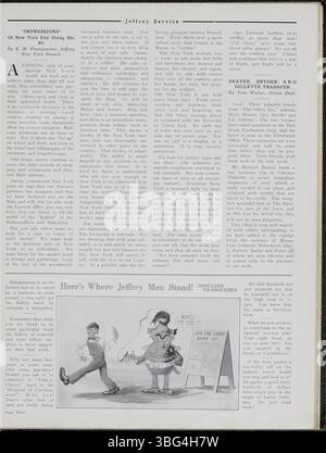 Der Jeffrey Service war ein von 1914 veröffentlichter Newsletter für den Zeitraum September 1916 bis August 1917. Es enthielt Artikel über die Jeffrey Company, Bergbauausrüstung, Mitarbeiternachrichten, organisierten Sport, Freizeitgruppen, und gesellschaftliche Veranstaltungen wie Partys, Picknicks, Musikveranstaltungen und Tänze. Die Publikation enthielt Fotos und Zeichnungen der Anlage, der Ausrüstung, der Arbeiter und ihrer Familien. Während des Ersten Weltkrieges enthielt es Kriegsnachrichten und Informationen über Mitarbeiter, die sich einsetzten. Stockfoto