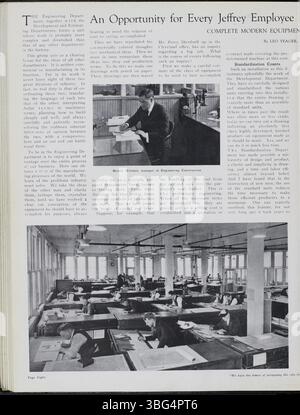 Jeffrey Service Volume 6 (September 1919 bis August 1920) bietet einen umfassenden Überblick über die Jeffrey Company, ihre Bergbaumaschinen und ihre Mitarbeiter. Die Zeitschrift dokumentiert soziale Aktivitäten wie Picknicks, Tänze und musikalische Veranstaltungen, aber auch Fotografien der Anlage, der Ausrüstung und der Arbeiter. Der Newsletter enthält auch einen ausführlichen Abschnitt über den Ersten Weltkrieg und die Mitarbeiter, die sich dazu gemeldet haben. Dieser Band ist eine unschätzbare Quelle für die historische und genealogische Forschung in Columbus. Stockfoto