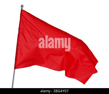 Eine rote Flagge auf weißem Hintergrund. Modell für Design Stockfoto