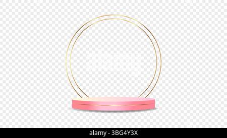 Podium Pink auf transparentem Hintergrund Vektor 3d.. Vorlagenständer für Auszeichnungen im Ausstellungsraum der Produktpräsentation. Modell der Produktanzeige. Stock Vektor