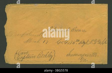 Dieser Brief von Frank Coulter an Edwin Brown vom 16. März 1862 dokumentiert einen persönlichen Austausch zwischen zwei Personen während des Bürgerkriegs. Stockfoto