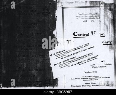 Auf Seite 2 des Telefonverzeichnisses der Columbus Central Union 1908 wird die alphabetische Liste der Telefonteilnehmer, einschließlich Einwohner und Unternehmen in der Region Columbus, fortgesetzt. Stockfoto