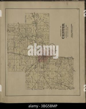 Dieser atlas von Jennings County (Indiana) aus dem Jahr 1884 bietet detaillierte Karten des Countys, die Townships und Landbesitz zeigen. Es ist eine historische Ressource, die die geographischen und Eigentumsverhältnisse der damaligen Zeit widerspiegelt. Stockfoto