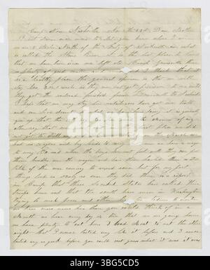 Joseph Aplin Martin schreibt am 23. November 1862 an Eleanor Kelley und berichtet über seine Kriegserfahrungen und Gefühle während des Bürgerkriegs. Stockfoto