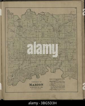 Dieser historische atlas von Jennings County, Indiana, aus dem Jahr 1884, bietet detaillierte Karten des Countys und hebt Townships und Landbesitz hervor. Der atlas ist ein wichtiges Dokument zum Verständnis der Geographie und Landnutzung der Region. Stockfoto