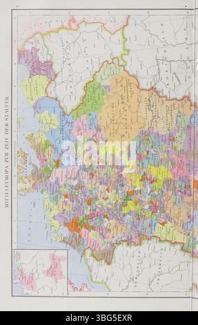 Diese Seite von G. Droysens Historical Atlas von 1886 zeigt eine Karte verschiedener Länder, die geopolitische Grenzen darstellt und Einblicke in die globalen Beziehungen während des späten 19. Jahrhunderts bietet. Stockfoto