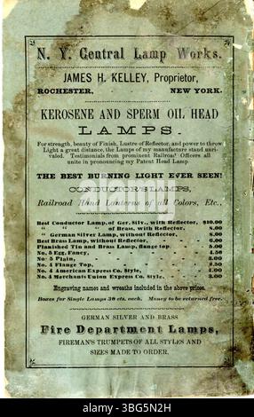 Die 1869 erschienene Ausgabe der Zeitschrift Brotherhood of Locomotive Engineers enthält aktuelle Informationen zu gewerkschaftsaktivitäten, technischen Themen und Eisenbahnbetrieb. Stockfoto