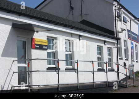 Das CalMac Büro am Fährterminal in Castlebay, Barra, Schottland Stockfoto