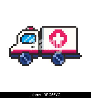 Pixel Art Ambulance Spiel Asset Design Stock Vektor