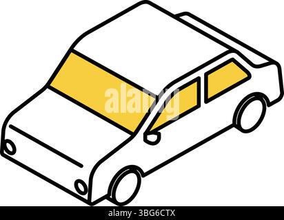Fahrzeugsymbol, einfache und niedliche isometrische Linienzeichnung Symbol einer Limousine, Vektor-Illustration Stock Vektor