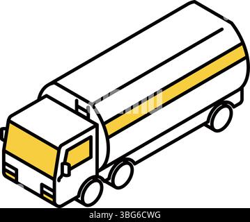 Fahrzeug-Symbol, Tankwagen einfache und niedliche isometrische Linienzeichnung Symbol, Vektor-Illustration Stock Vektor