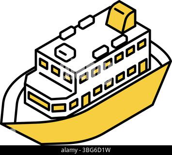 Fahrzeugsymbol, einfache und niedliche isometrische Linienzeichnung Symbol eines Kreuzers, Vektor-Illustration Stock Vektor