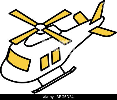 Fahrzeugsymbol, einfache und niedliche isometrische Linienzeichnung Symbol eines Hubschraubers, Vektor-Illustration Stock Vektor