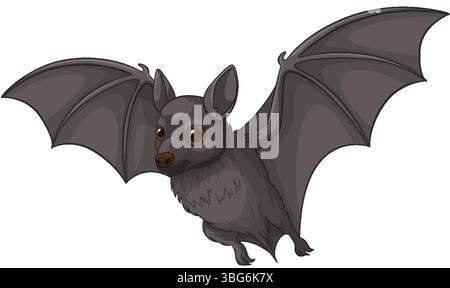 Eine niedliche Fledermaus mit großen Augen und detaillierten Flügeln im Vektorstil. Dunkle Töne und glatte Linien sorgen für ein skurriles Erscheinungsbild Stock Vektor