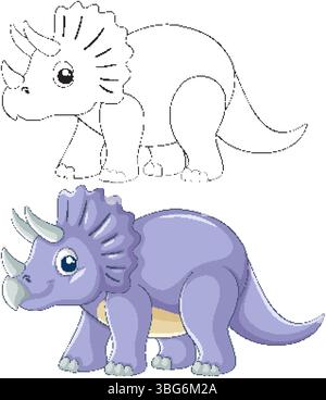 Entzückende triceratops Illustration mit leuchtenden Farben und verspieltem Stil, perfekt für pädagogische Materialien oder Dekorationen für Kinder Stock Vektor