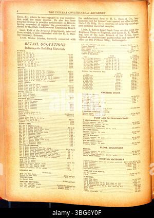 Diese Ausgabe des Indiana Construction Recorders vom 24. Mai 1919 enthält Neuigkeiten aus der Baubranche, Informationen zu lokalen Auftragnehmern, Baumaterialien und vergebene Bauaufträge. Stockfoto