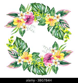 Sommer-Aquarellillustration aus der Flamingo-Serie Stockfoto