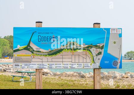 Goderich Ontario Canada, die hübscheste Stadt Kanadas, ist ein beliebtes Sommerziel mit seiner wunderschönen Uferpromenade und zahlreichen Sandstränden Stockfoto