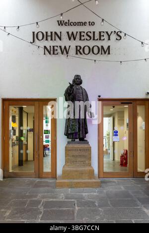 John Wesley's New Room Chapel and Museum, Bristol, England, Großbritannien, Charles Wesley Statue 1707-1788 Stockfoto