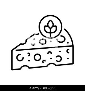 Plant based cheese black line icon for digital and print projects.  Minimal clean icons for apps and websites. Modern simple icons for UI UX and brand Stock Vektor